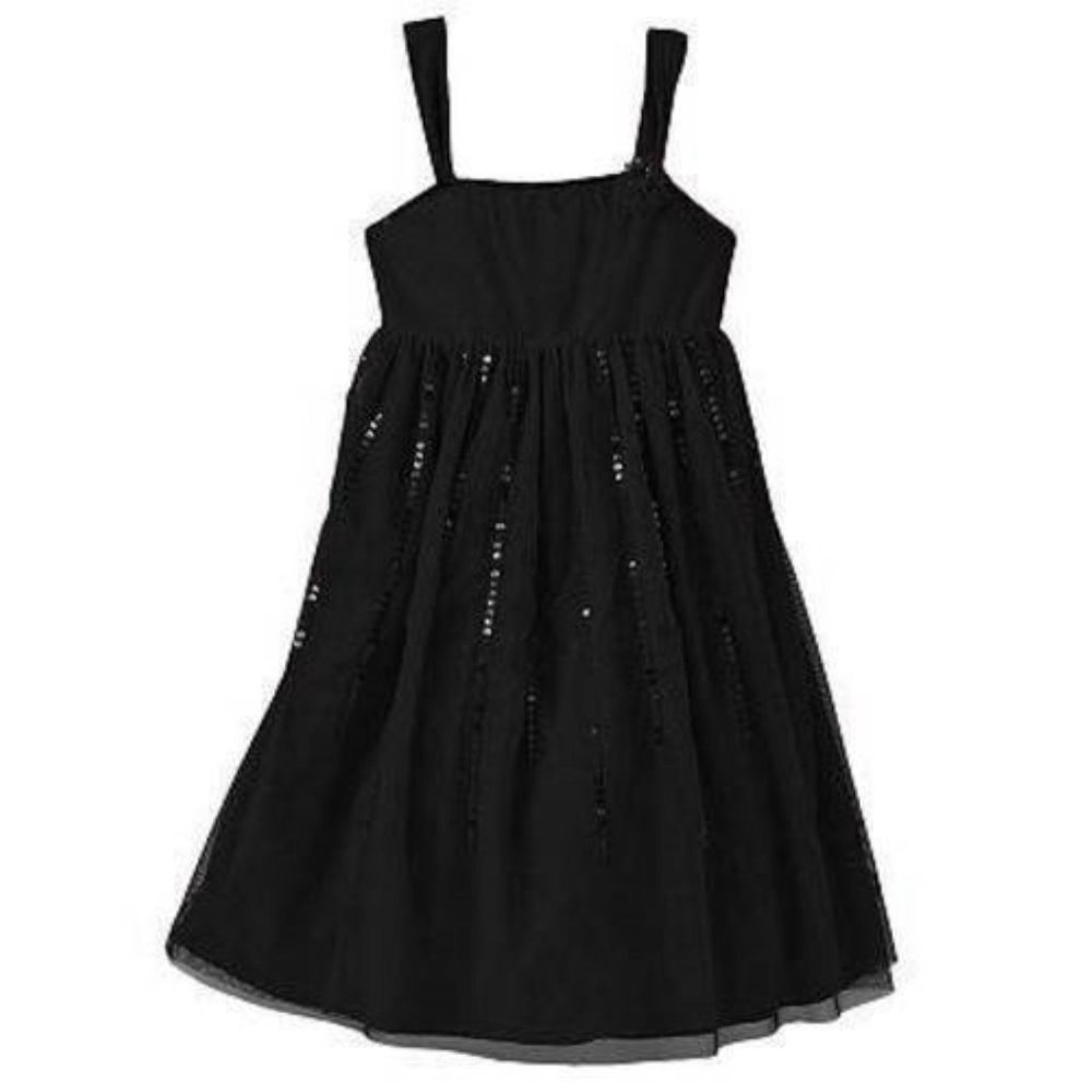 Candies Party Dress & Hair Clip 12 Girls Black Sequined Holiday Sleeveless